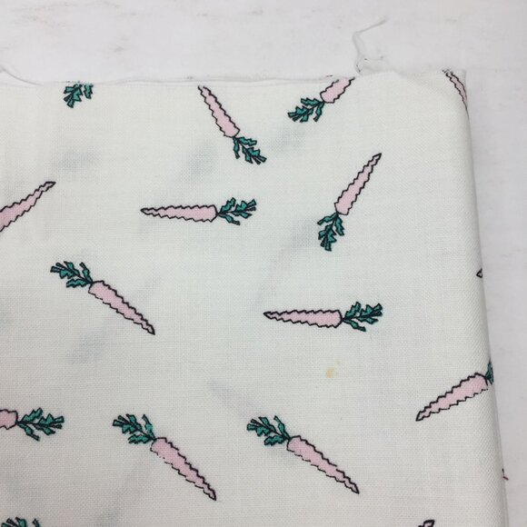 1/2 Yd Thompson of California Quilting Fabric Easter White Carrots Pink Green - Picture 4 of 6